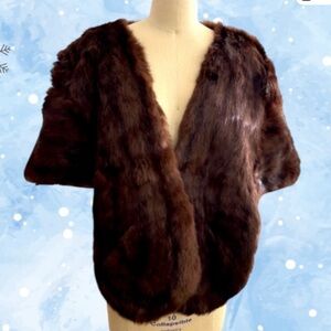 Genuine Mink Fur Shawl Wrap. M-L